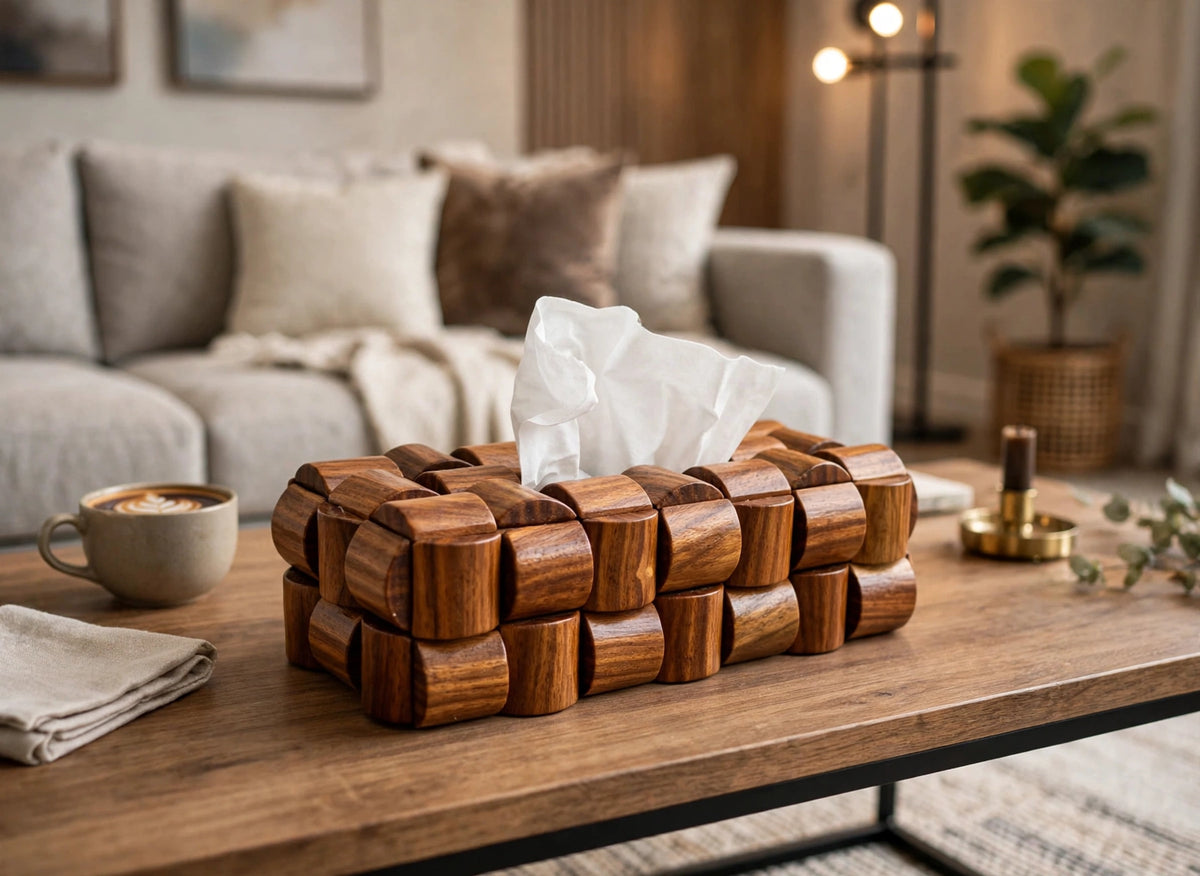 Handcrafted Wooden Tissue Box Holder