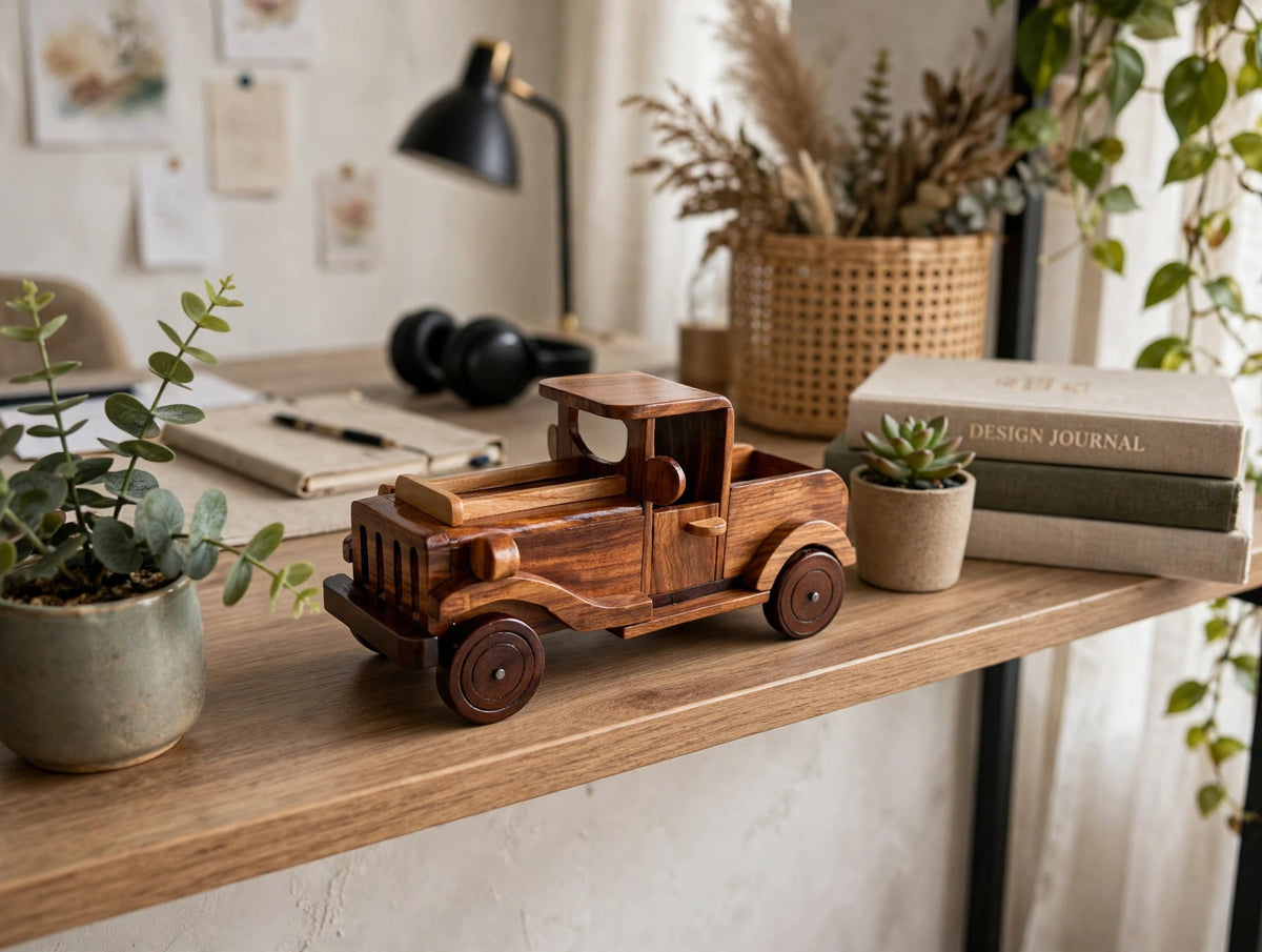 Handmade Wooden Pickup Jeep  Model