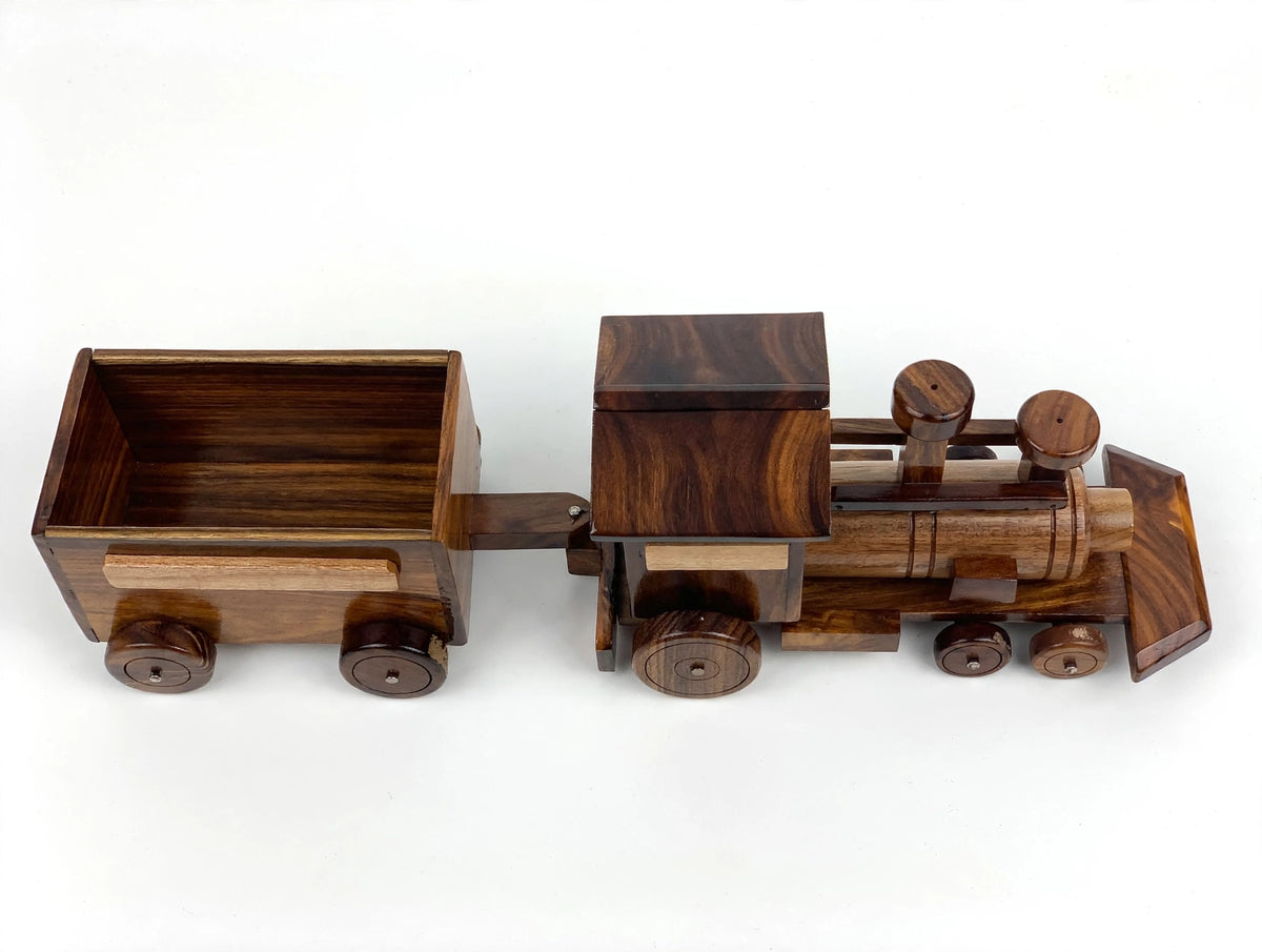 Handmade Wooden Train Set Model –  Locomotive & Wagon Decor