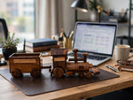 Handmade Wooden Train Set Model –  Locomotive & Wagon Decor