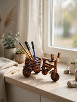 Wooden Tricycle Pen Holder – Rustic Desk Organizer ✏️