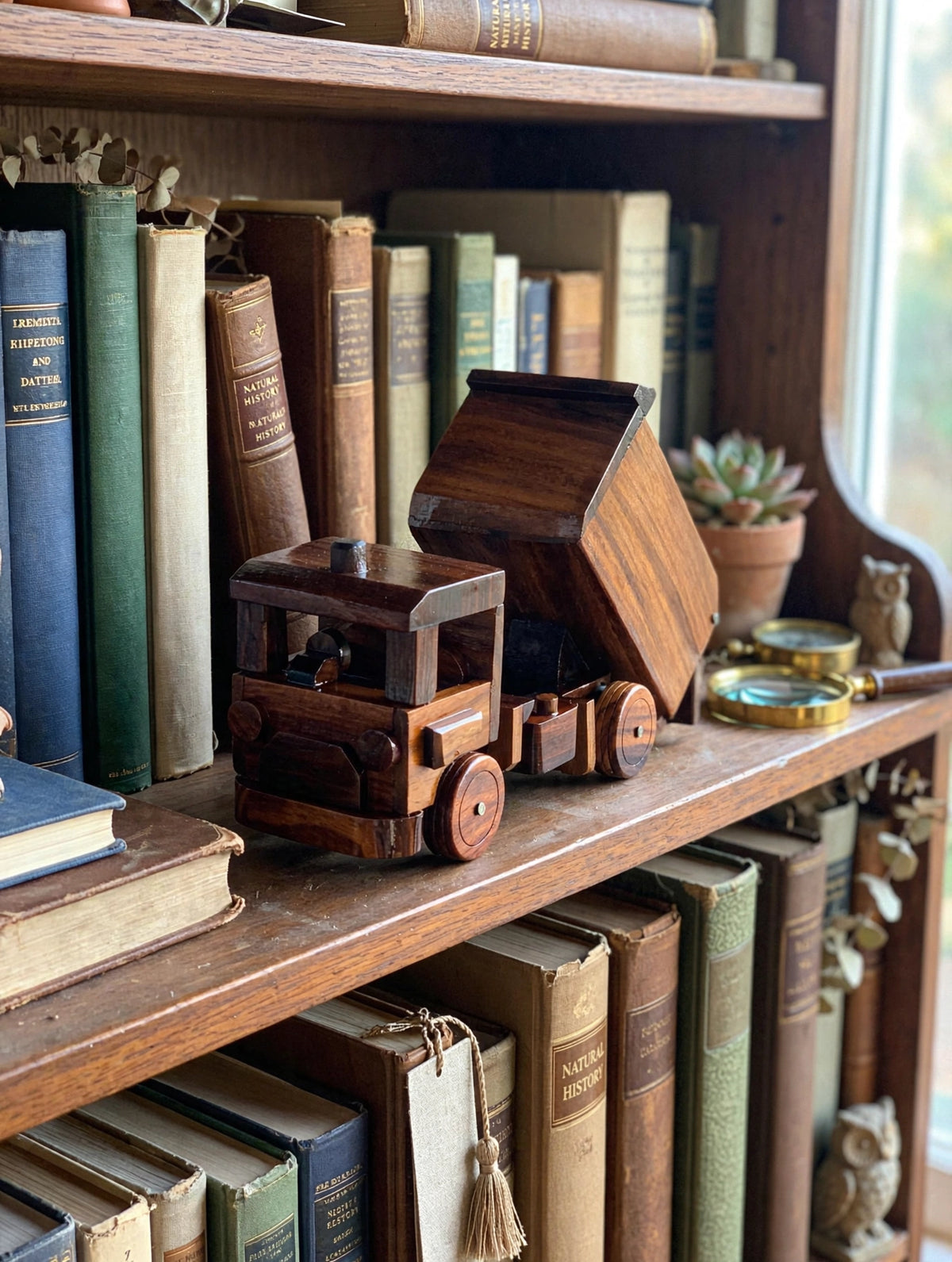 Handcrafted Wooden Dump Truck | Premium Decorative Showpiece
