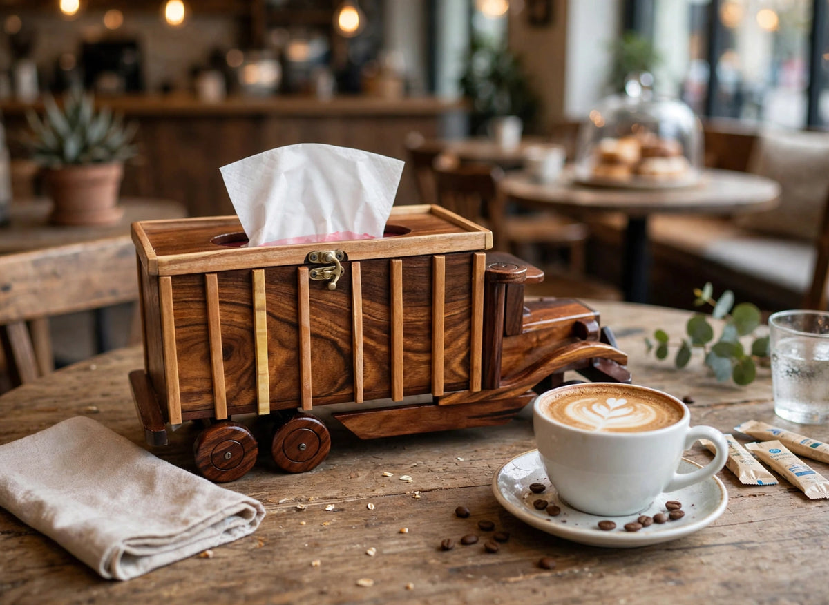 Handcrafted Wooden Vintage Truck Tissue Box Holder