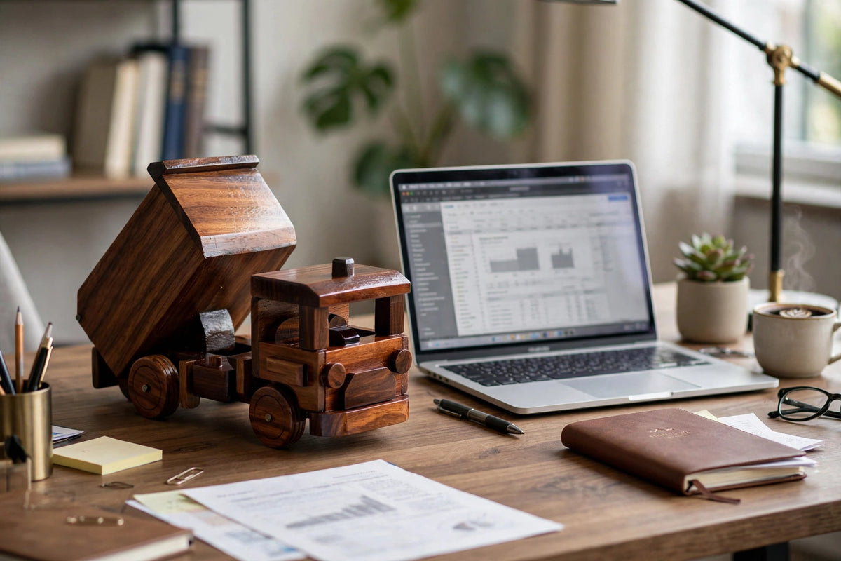 Handcrafted Wooden Dump Truck | Premium Decorative Showpiece