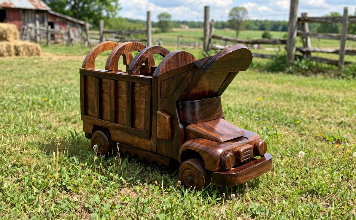 Handmade Wooden Truck Model – Rustic Wooden Vehicle Decor