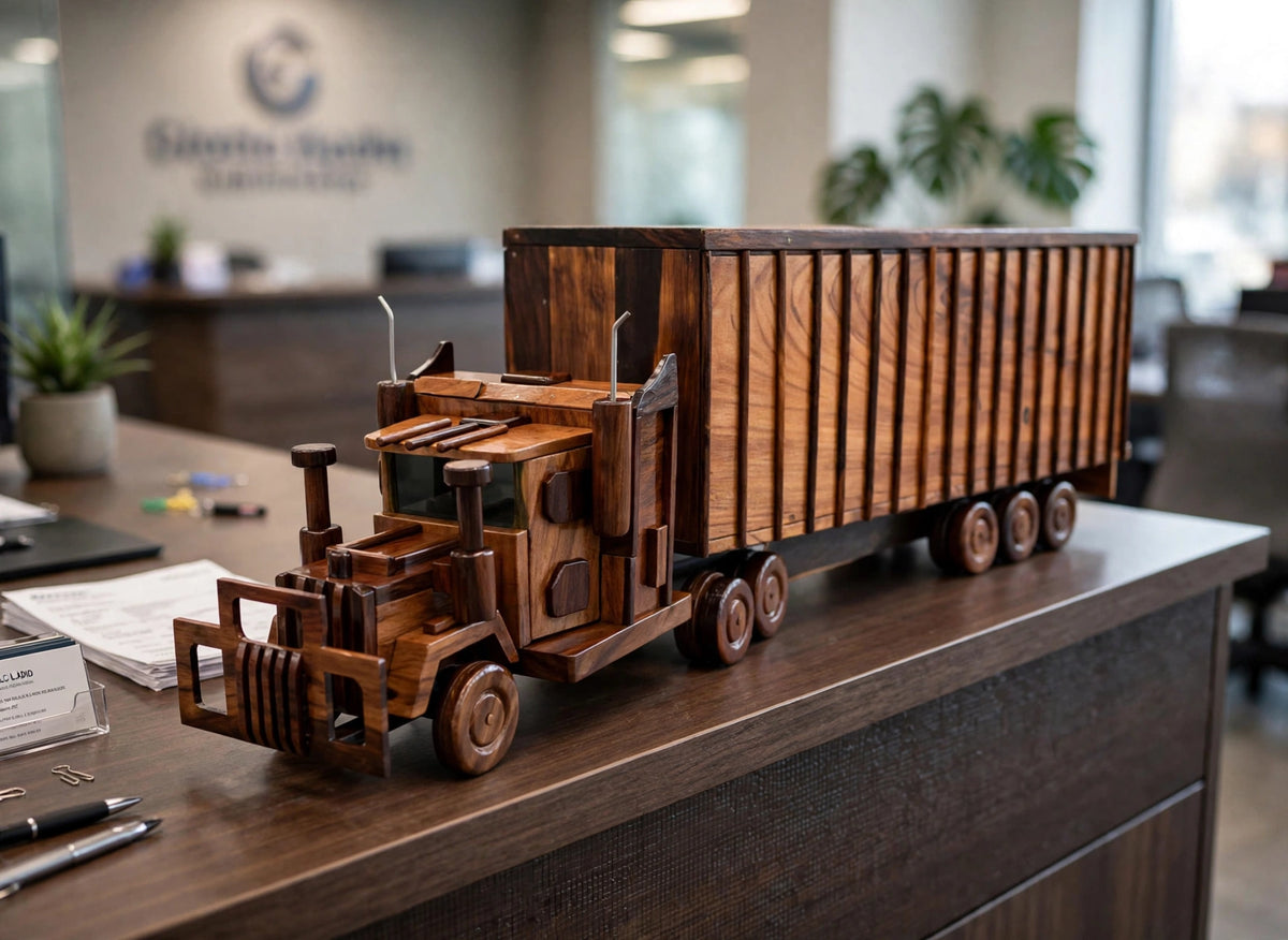 Handcrafted Wooden Semi Truck Showpiece