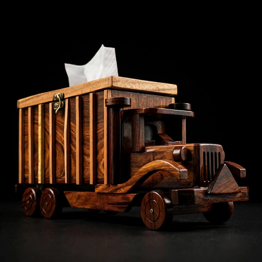 Handcrafted Wooden Vintage Truck Tissue Box Holder