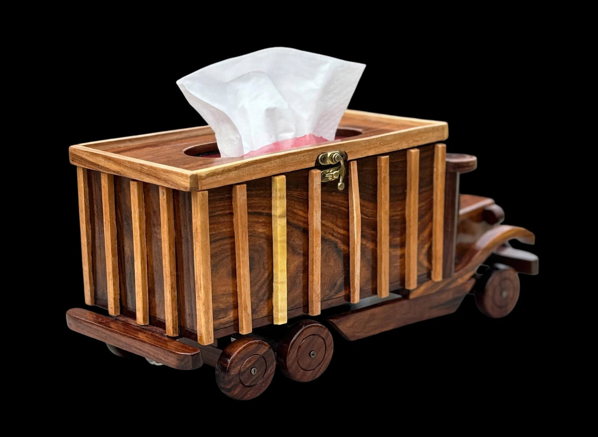Handcrafted Wooden Vintage Truck Tissue Box Holder