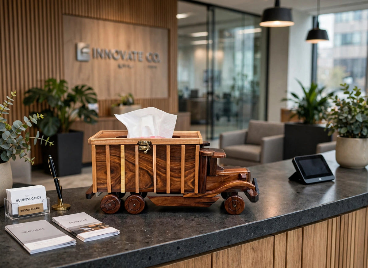 Handcrafted Wooden Vintage Truck Tissue Box Holder