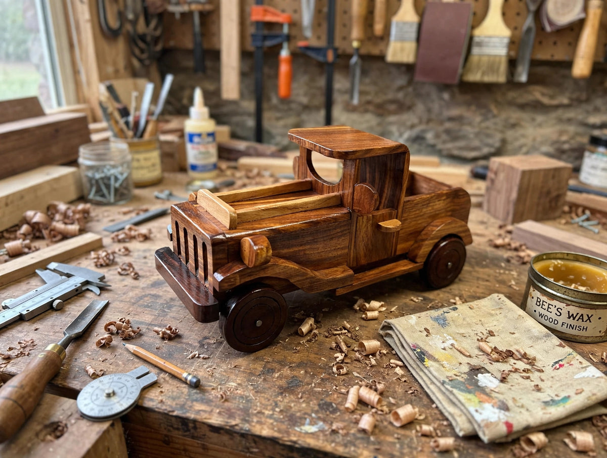 Handmade Wooden Pickup Jeep  Model