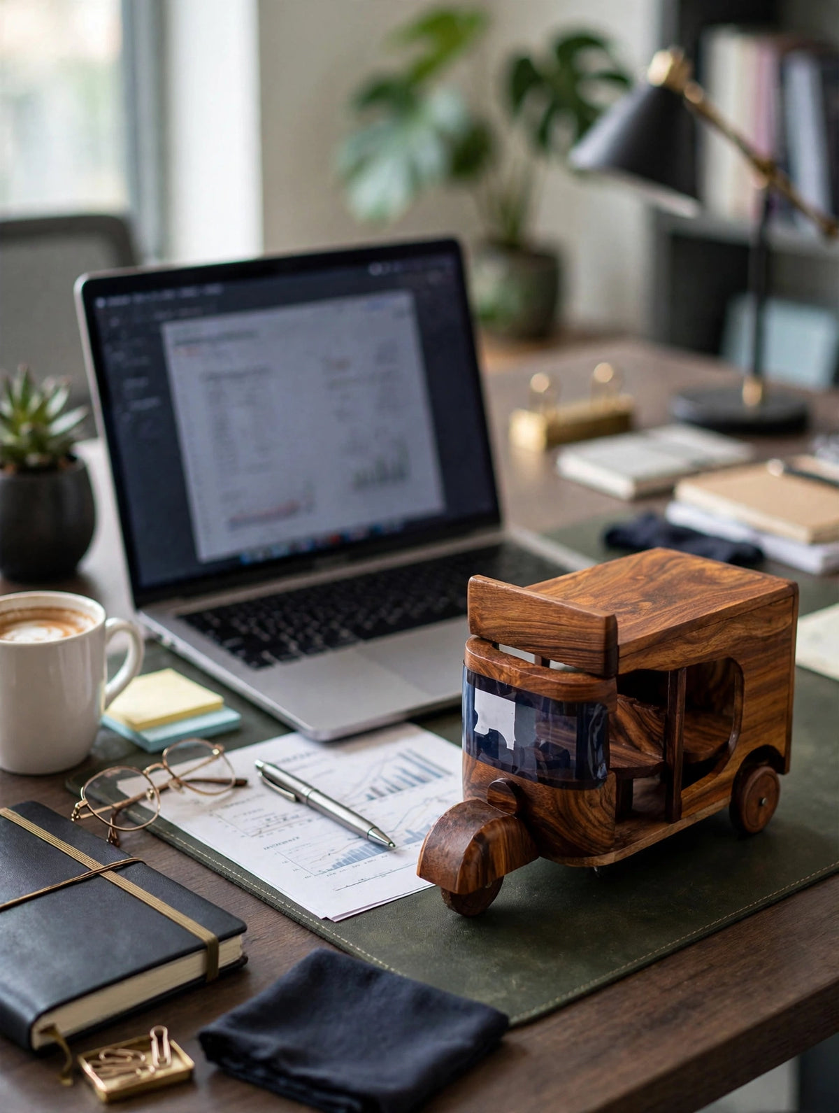 Wooden Rikshaw Model – Rustic Auto Rickshaw Decor