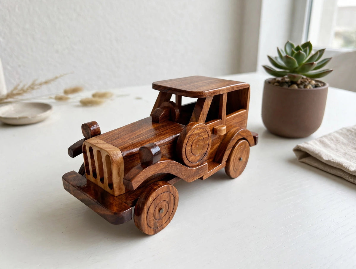Classic Handmade Wooden Decorative Car | Premium Home & Office Décor