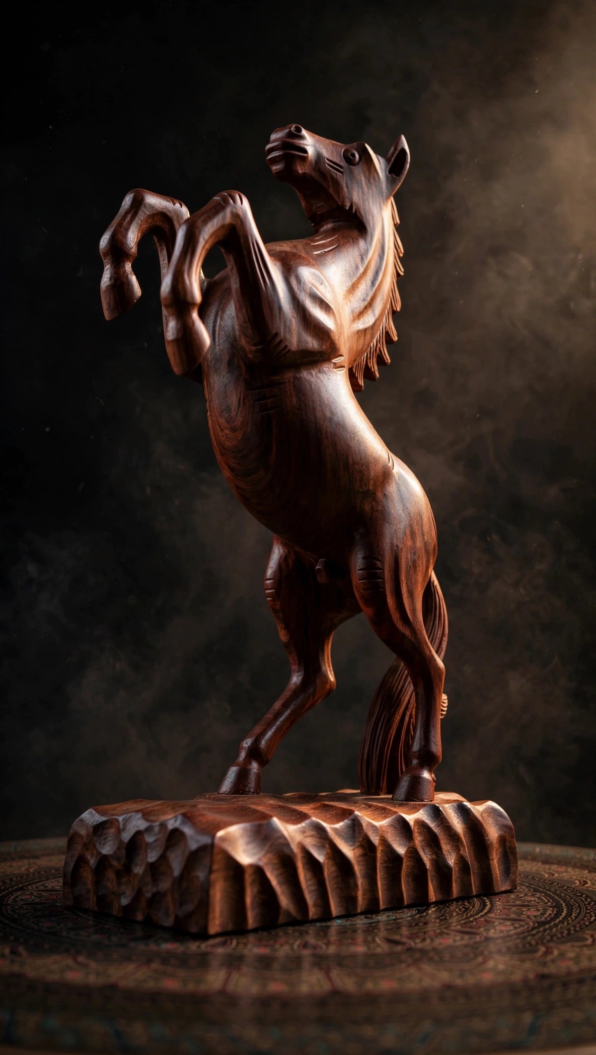 Handcrafted Wooden Rearing Horse Statue – Elegant Horse Sculpture